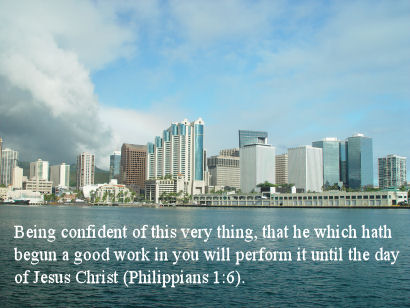 Philippians 1 verse 6, Honolulu Harbor