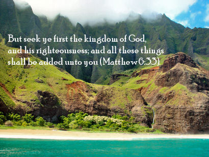 Matthew 6:33 with Kalalau Kai, Napali, Kauai, Hawaii 